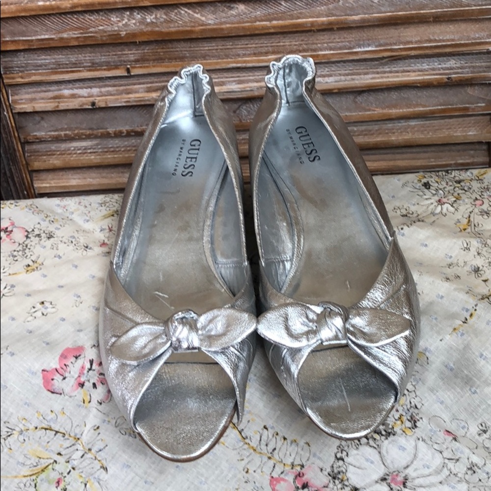 Guess Silver Rope Peep-toe Wedge